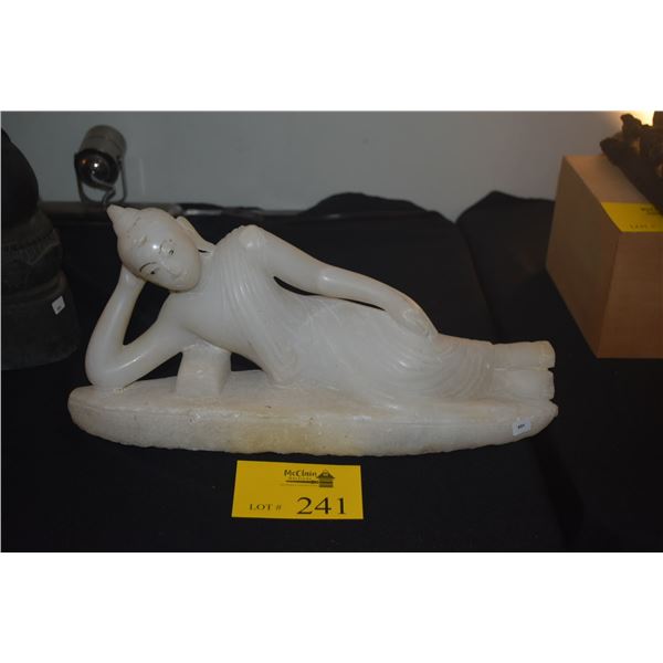 WHITE MARBLE RECLINING BUDDHA (17")