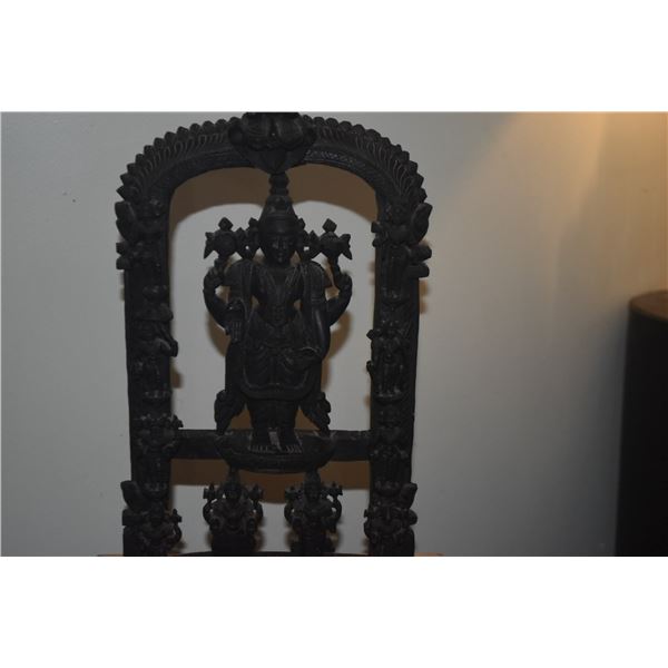 INDIA HARD WOOD CARVINGS OF VISHNU & ATTENDANTS (16 1/4" X 9") (DOES NOT INCLUDE STAND)