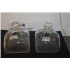 Image 3 : HAND BLOWN DECANTERS W/STERLING SCOTCH & BOURBON LABELS & WOOD TRAY (5 PCS)