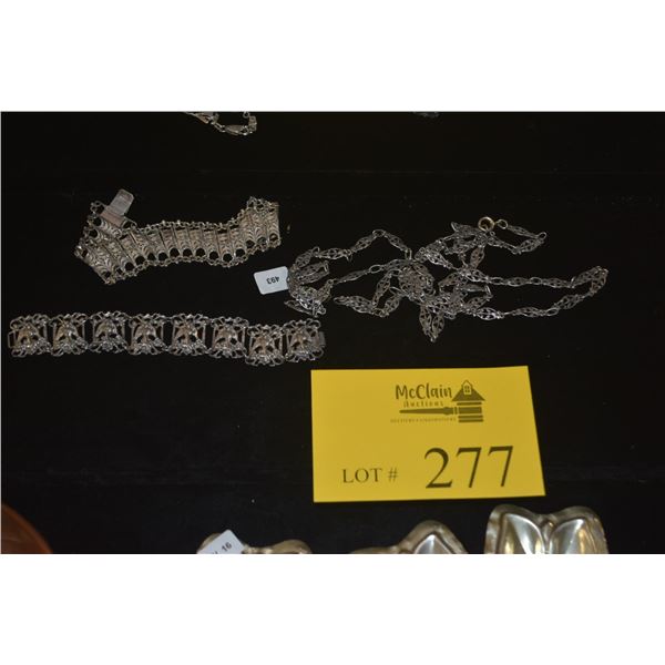 ETHNIC SILVER BRACELETS & CHAIN (800-925) (94.7 GTW) (3 PCS)