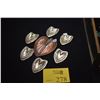 Image 1 : 6 TARO LEAF NUT DISHES (TESTED SILVER) (135.5 GTW) & COPPER ANTHURIUM DISH (7 PCS)