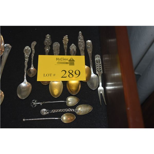 COLLECTION OF ASSORTED COLLECTOR SPOONS & FORK (242.1 GTW) (12 PCS)