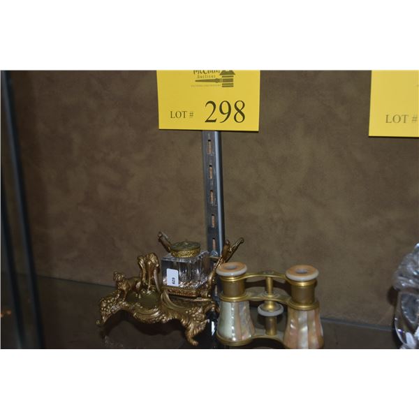 ANTIQUE INKWELL & OPERA GLASSES (2 PCS)