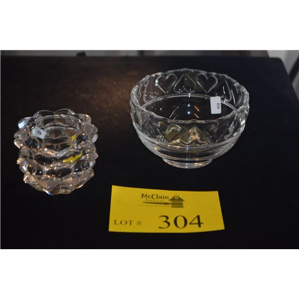TIFFANY & CO. TEA LIGHT HOLDER & TIFFANCY & CO. CRYSTAL HEART BOWL (2 PCS)
