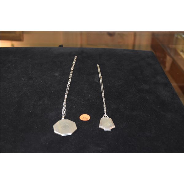 VINTAGE STERLING LOCKETS ON CHAINS (41 GTW) (2 PCS)