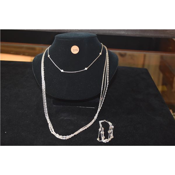 STERLING SILVER CHAIN NECKLACES & BRACELET (52.4 GTW) (3 PCS)