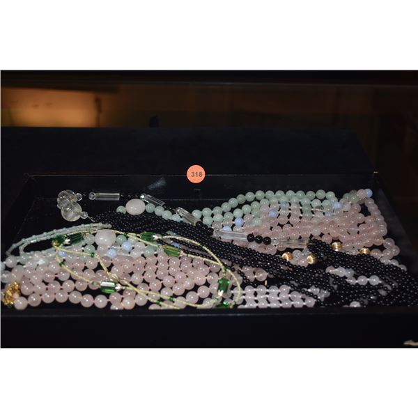 CRYSTAL, QUARTZ & BEAD NECKLACES (7 PCS)