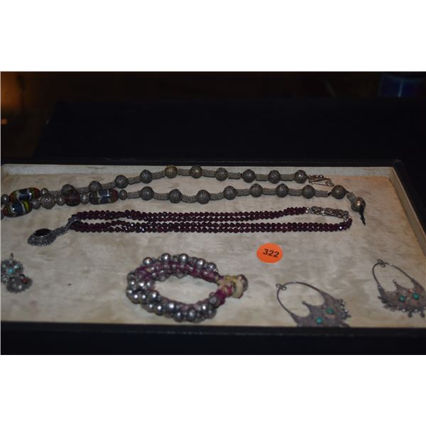 ETHNIC/TRIBAL NECKLACES, BRACELET & EARRINGS (5 PCS)