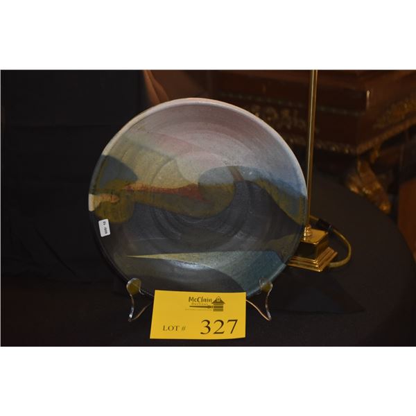 WHITE BLUSH, BLUE  BLACK PLATE BY HIGA (9 3/4" X 1 3/4") (DOES NOT INCLUDE STAND)