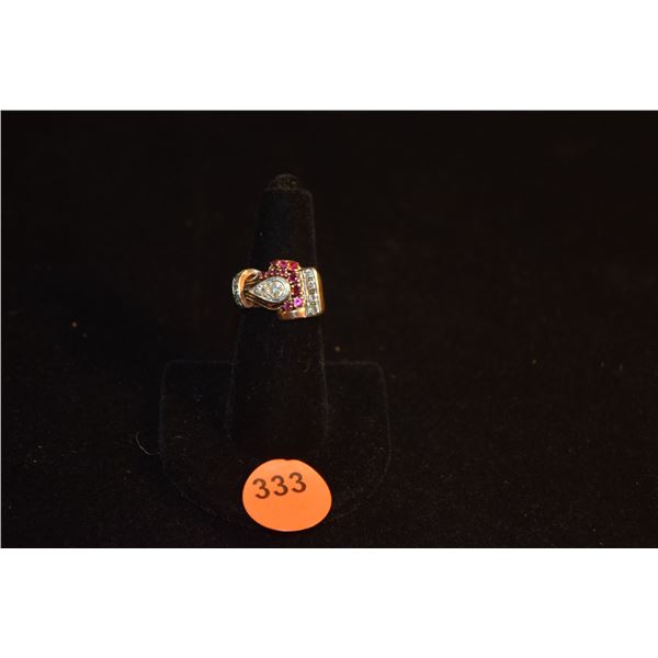 14K DIAMOND & RUBY RETRO STYLE RING (8.6 GTW)