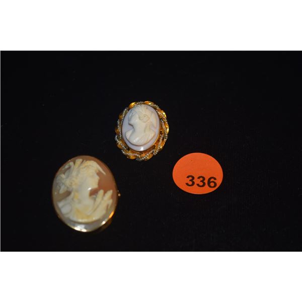 14K SHELL CAMEO BROOCHES (2 PCS)