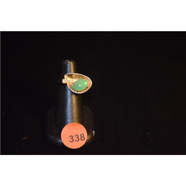 14K JADE & DIAMOND RING (8.9 GTW)
