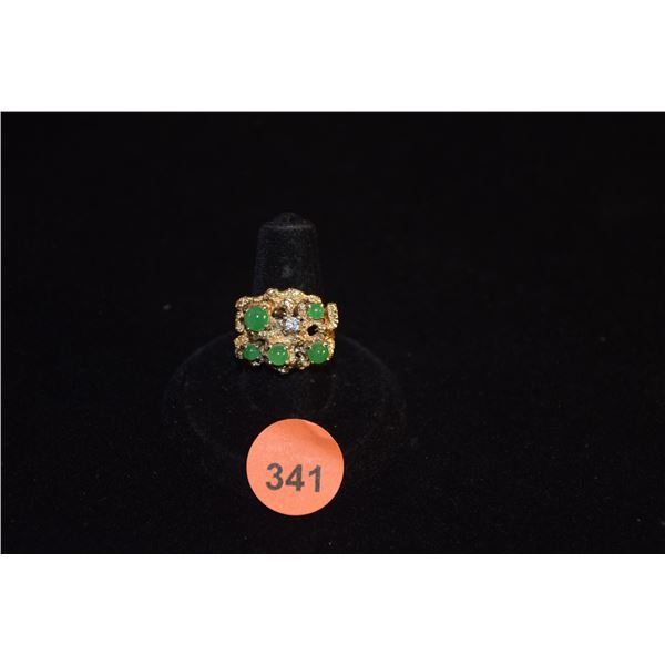 14K JADE & DIAMOND RING (11.8 GTW)