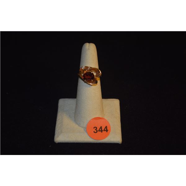 14K GARNET & DIAMOND RING (6.3 GTW)