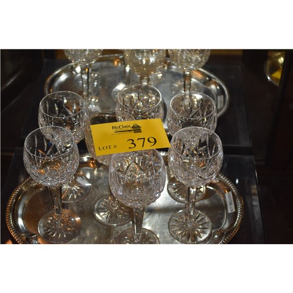 WATERFORD LISMORE CRYSTAL CLEAR HOCK WINE GLASSES (7 PCS) (DOES NOT INCLUDE TRAY)