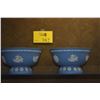 Image 1 : 8" INDEPENDENCE BOWLS BY WEDGWOOD - BLUE JASPERWARE W/WHITE ORNAMENTATION (2 PCS)