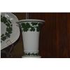 Image 2 : MEISSEN GREEN IVY PORCELAIN TRAY & VASES (3 PCS)
