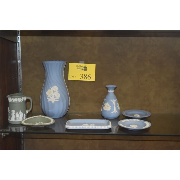 COLLECTION OF WEDGWOOD VASES, PLATES, TRAYS & CREAMER (7 PCS)