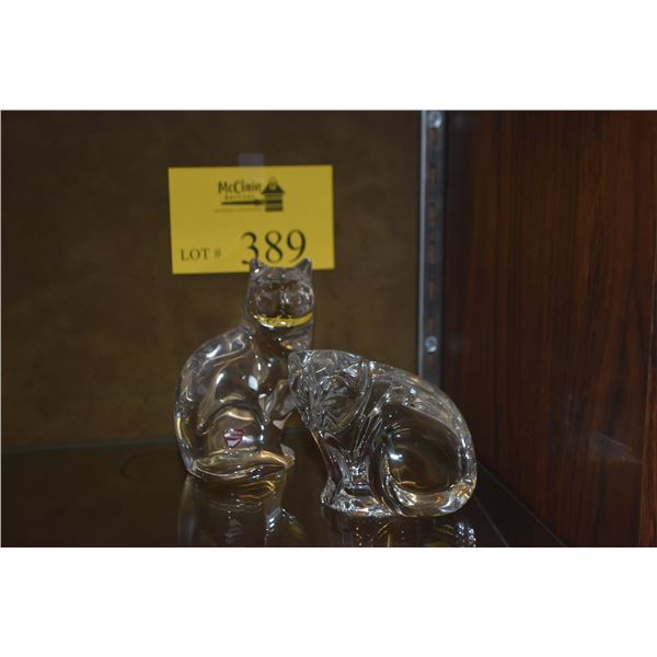 ORREFORS CRYSTAL CAT & WATERFORD CRYSTAL CAT (2 PCS)