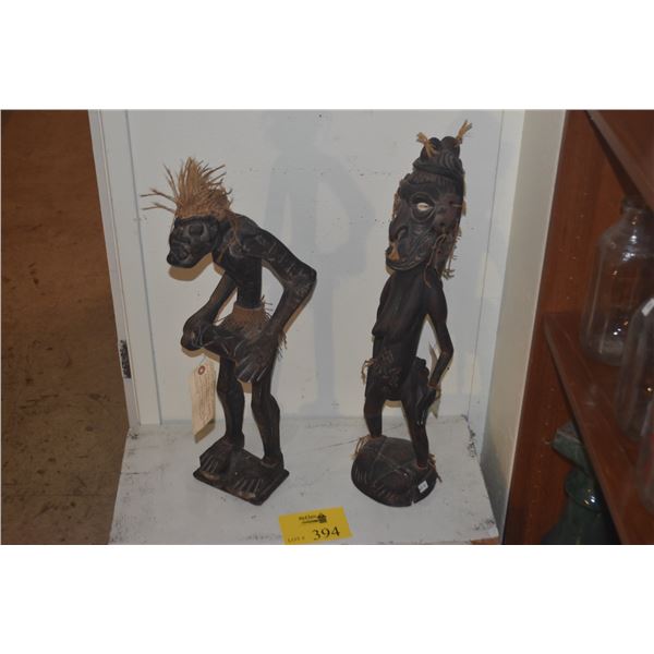 ANTIQUE CARVED WOOD FIGURES (2 PCS)