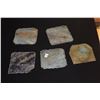 Image 4 : BLUE CELESTILE GEODE BOOKENDS, MILKY QUARTZ & ANTHROPOLOGIE STONE COASTERS (8 PCS)