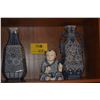 Image 1 : BLUE & WHITE VASES & CHINESE BLUE & WHITE PORCELAIN SITTING BOY STATUE (3 PCS)