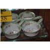 Image 2 : PORCELAIN DISHES W/HANDLES & PORCELAIN SALT SHAKER (8 PCS)