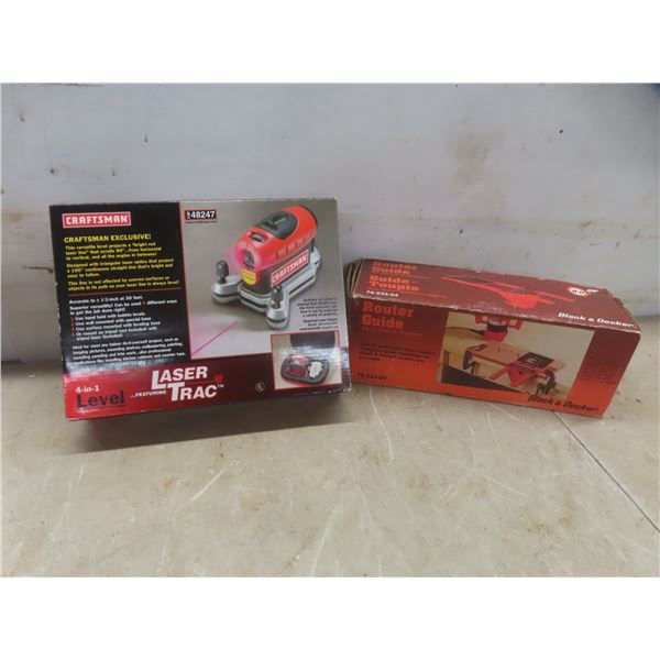 New Craftsman 4-in-1 Laser Line Track Level With Case and Craftsman Router Guide