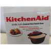 Image 3 : New KitchenAid Red 5.5 Quart Oval Cast Iron Dutch Oven w/ Silicone Inserts, Porcelain Enamel Finish