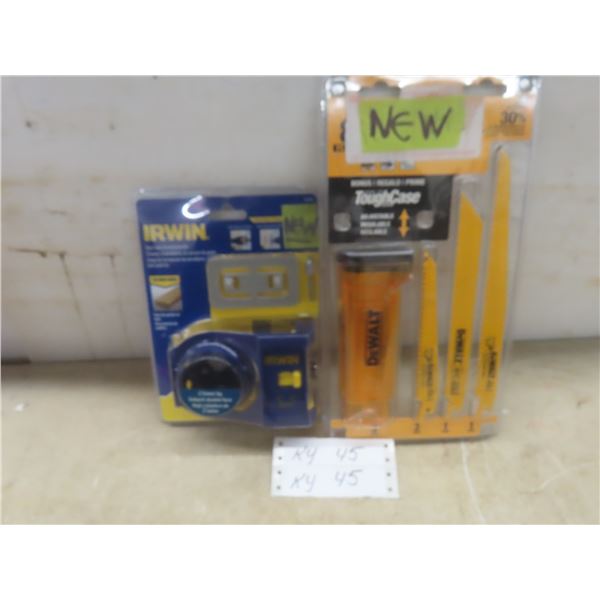 New Irwin Door Lock Installation Kit Plus DeWalt 8 Piece Sawzall Blade Set