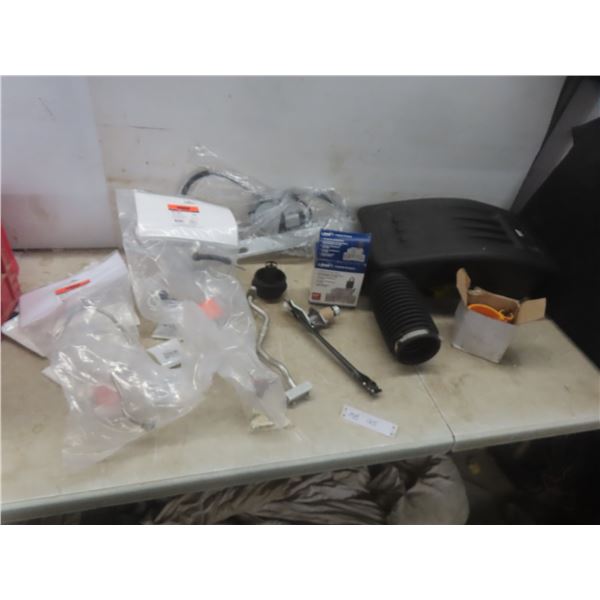 Multiple New Auto Parts Including TPMS Valve Stem Kit, King Pin Hook Assembly, In-Line Valve, Windo