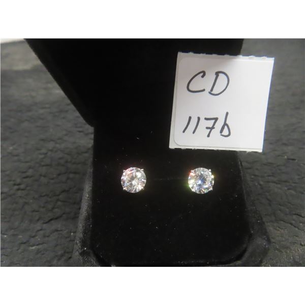 Pair of New Platinum Plated 1.0 Ct Each Simulated Diamond Stud Earrings