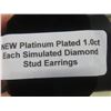 Image 6 : Pair of New Platinum Plated 1.0 Ct Each Simulated Diamond Stud Earrings