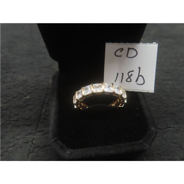 New 14K Gold Plated 8.5 Ct TW Princess Cut Simulated Diamond Eternity Ring, Size 9