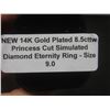 Image 8 : New 14K Gold Plated 8.5 Ct TW Princess Cut Simulated Diamond Eternity Ring, Size 9