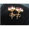 Image 2 : Pair of New 18K Gold Plated 2.0 Ct Each Lab-Created Ruby Halo Stud Earrings