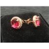 Image 3 : Pair of New 18K Gold Plated 2.0 Ct Each Lab-Created Ruby Halo Stud Earrings
