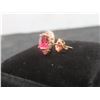 Image 6 : Pair of New 18K Gold Plated 2.0 Ct Each Lab-Created Ruby Halo Stud Earrings