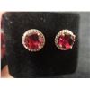 Image 7 : Pair of New 18K Gold Plated 2.0 Ct Each Lab-Created Ruby Halo Stud Earrings