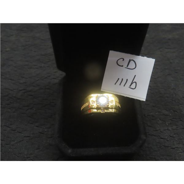 New 18K Gold Plated 1.0 Ct Simulated Diamond Men’s Ring, Resizable