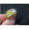 Image 7 : New 18K Gold Plated 1.0 Ct Simulated Diamond Men’s Ring, Resizable