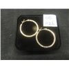 Image 1 : New 18K Gold Plated 33.0 mm Princess Cut Simulated Diamond Hoop Earrings