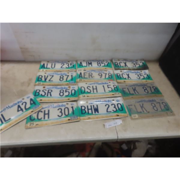 Thirteen Manitoba License Plates