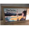 Image 9 : Vintage Pure Spring Illuminated Advertising Clock, Lights Up, Hour Hand Needs Tightening "