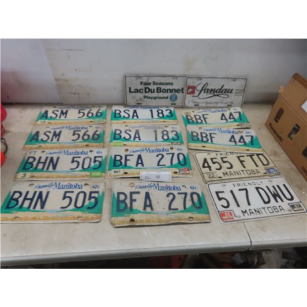 Twelve Manitoba License Plates Plus Two Novelty Plates