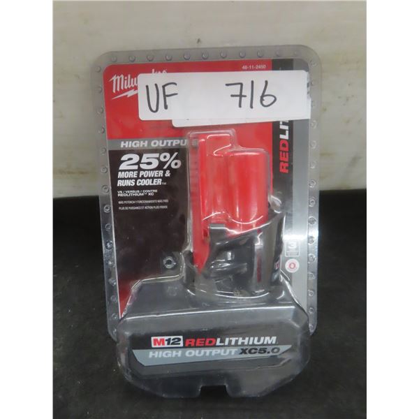 New Milwaukee M12 Red Lithium XC 5.0 High Output Battery