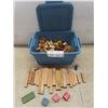 Image 1 : Bin of Handmade 1930s Children’s Wooden Building Blocks