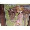 Image 2 : 1911 Antique Colour Print of Lady and Horse in Original Tiger Oak Frame 13 1/2" x 12"