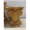 Image 5 : Pair of Heavy Ornate Gold-Painted Candle Stands Plus 1920 Wooden Palace Lamp Handmade in Winnipeg