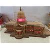 Image 8 : Pair of Heavy Ornate Gold-Painted Candle Stands Plus 1920 Wooden Palace Lamp Handmade in Winnipeg
